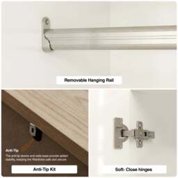 Haven 2 Door Double Wardrobe with Shelves and Hanging Rail - thumbnail 5