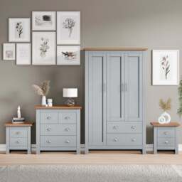 Shaker 4 Piece Bedroom Set - Wardrobe and Chest of Drawers - Grey