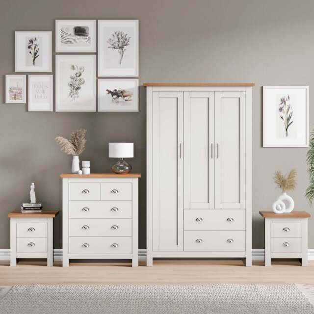Shaker 4 Piece Bedroom Set - Wardrobe, Chest of Drawers  & Bedside - image 1