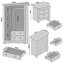 Shaker 4 Piece Bedroom Set - Wardrobe, Chest of Drawers  & Bedside - thumbnail 5