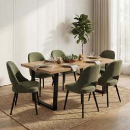 Aldridge 4 and 6 Seater Dining Table and Chairs Set - 6 Seater / Green