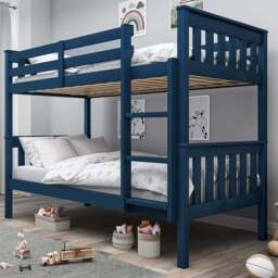Solid Wood Detachable Double Bunk Bed - Blue