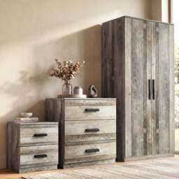 Blythe 3 Piece Bedroom Furniture Set - Ash Grey, Wardrobe & Drawers - thumbnail 1