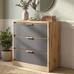 Skova 3 Drawer Chest of Drawers - Small Bedroom Drawers - Oak+Grey