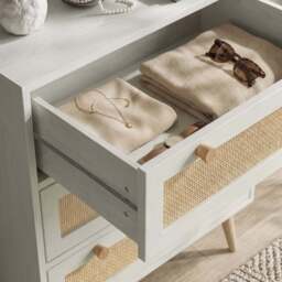 Wovena White Rattan 3 Chest of Drawers, Pine legs - thumbnail 5