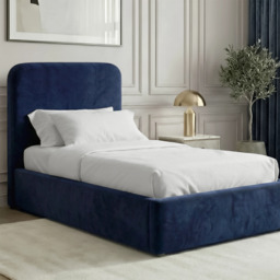 Pluva Velvet Ottoman Storage Bed Frame, Blue Single