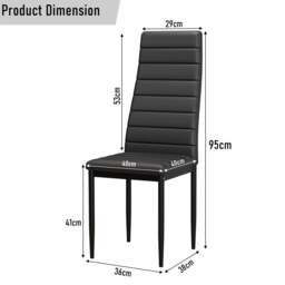 White & Black Gloss 4-6 Seater Dining Table and Chairs Set - thumbnail 6