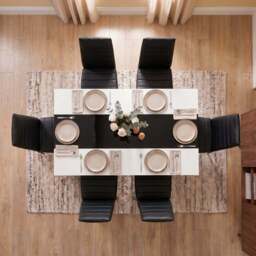 White & Black Gloss 4-6 Seater Dining Table and Chairs Set - thumbnail 4