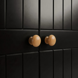 Linra Black Painted 2 Door Wardrobe With Shelves - Oak Top - thumbnail 5