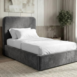 Pluva Velvet Ottoman Storage Bed Frame, Grey Single