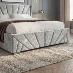 Crushed Velvet Ottoman Storage Bed Silver - Sunrise Bed Frame - thumbnail 6
