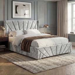 Crushed Velvet Ottoman Storage Bed Silver - Sunrise Bed Frame - thumbnail 1