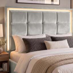 LED Plush Velvet Ottoman Storage Bed Frame - thumbnail 5