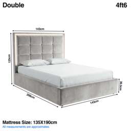 LED Plush Velvet Ottoman Storage Bed Frame - thumbnail 4