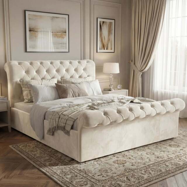 Chesterfield Ottoman Storage Bed - Side Lift Ottoman Bed Frame - image 1