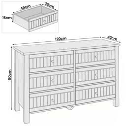 Linra Grey Painted Large 6 Chest of Drawers - Bedroom Dresser - thumbnail 4