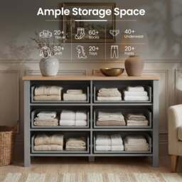 Linra Grey Painted Large 6 Chest of Drawers - Bedroom Dresser - thumbnail 3