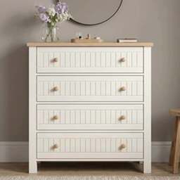 Linra White Painted 4 Piece Bedroom Set - Oak Top - thumbnail 6