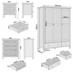 Linra White Painted 4 Piece Bedroom Set - Oak Top - thumbnail 3