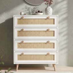 Wovena White Rattan 3 Piece Bedroom Set- Pine Legs - thumbnail 2