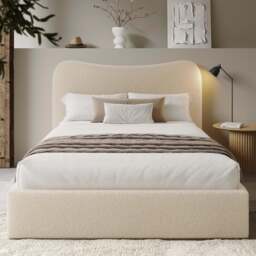 Curved Headboard Ottoman Storage Bed - Boucle Ottoman Bed Frame - thumbnail 4