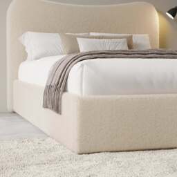 Curved Headboard Ottoman Storage Bed - Boucle Ottoman Bed Frame - thumbnail 6