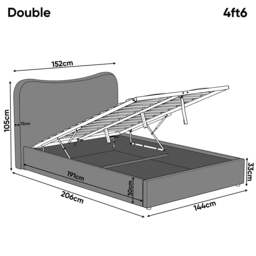 Curved Headboard Ottoman Storage Bed - Boucle Ottoman Bed Frame - thumbnail 5
