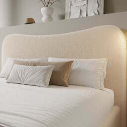 Curved Headboard Ottoman Storage Bed - Boucle Ottoman Bed Frame - thumbnail 3