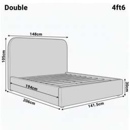 Sofna Boucle Ottoman Storage Bed Frame, White Double - thumbnail 4