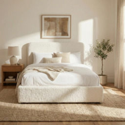 Sofna Boucle Ottoman Storage Bed Frame, White Double - thumbnail 6