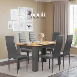 Grey & Pine 4-6 Seater Dining Table and Chairs Set - thumbnail 2