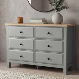 Haven Painted Large 6 Chest of Drawers - Bedroom Dresser - Grey