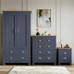 Shaker 3 Piece Bedroom Furniture Set - Wardrobe and Chest of Drawers - Blue