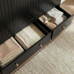Linra 3 Door Wardrobe With Drawers and Shelves - Black Painted - thumbnail 5
