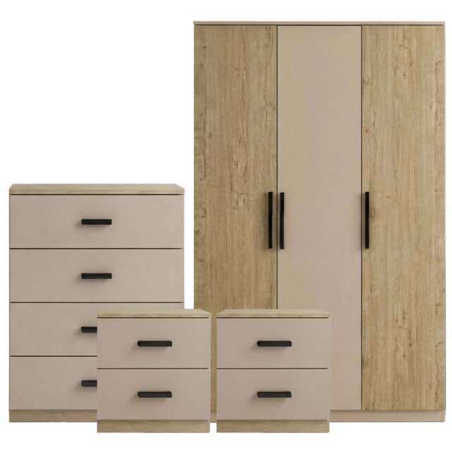 Blythe Oak Cashmere 4 Piece Bedroom Furniture Set - image 1