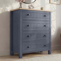 Linra Blue Painted 4 Chest of Drawers - Bedroom Drawers - thumbnail 1