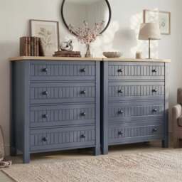 Linra Blue Painted 4 Chest of Drawers - Bedroom Drawers - thumbnail 5