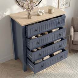 Linra Blue Painted 4 Chest of Drawers - Bedroom Drawers - thumbnail 3