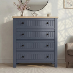 Linra Blue Painted 4 Chest of Drawers - Bedroom Drawers - thumbnail 2