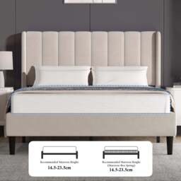Vertical Line Velvet Upholstered Bed Frame Double & King Sizes - thumbnail 4