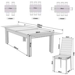 Milo Extendable Dining Table Set - Oak Effect - thumbnail 4