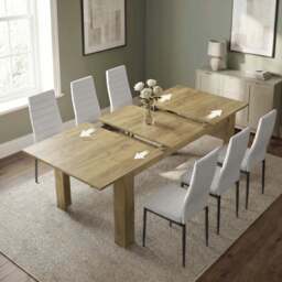 Milo Extendable Dining Table Set - Oak Effect - thumbnail 3