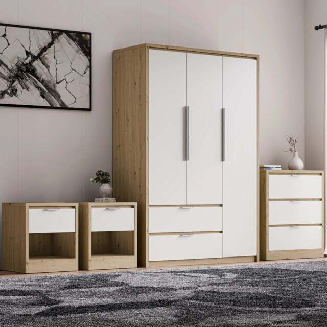 Skova 4 Piece Bedroom Furniture Set - Wardrobe and Chest of Drawers - image 1