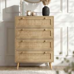 Wovena Rattan 4 Drawer Chest of Drawers, Natural - thumbnail 2