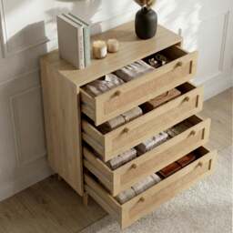 Wovena Rattan 4 Drawer Chest of Drawers, Natural - thumbnail 3