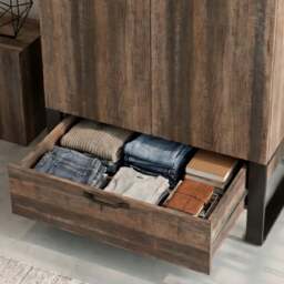 Industrial 2 Door Wardrobe with Drawer and Hanging Rail, Rustic - thumbnail 5