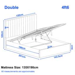 Vertical Double Ottoman Storage Bed Light Grey Velvet - thumbnail 4
