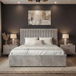 Vertical Double Ottoman Storage Bed Light Grey Velvet - thumbnail 5