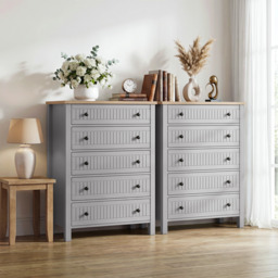 Linra Painted Tall 5 Chest of Drawers - Grey Bedroom Drawers - thumbnail 5