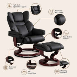 Swivel Recliner Chair with Footstool - Recliner Armchair - thumbnail 6